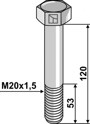 63-20121 Maskinbolt M20x1,5x120mm 10.9