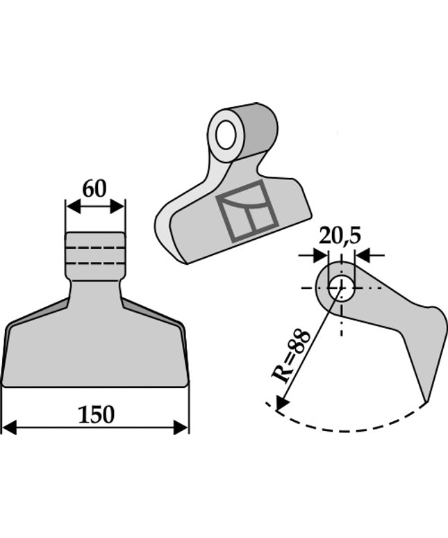 63-RM-1-20 - 150mm Hammerslagle til Maschio/Gaspardo, Humus m.fl.