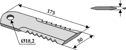 Halmsnitterkniv riflet 173x50x4 ø18