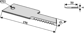 Modkniv riflet 198x32x3 ø11