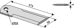 Snitterkniv glat 173x50x3 ø18