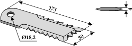 Halmsnitterkniv riflet på 3 kanter 173x50x4 ø18