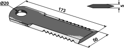 Halmsnitterkniv riflet 173x50x5 ø20