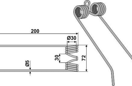 8072971 Rivefjeder til Claas 200mm Ø5mm