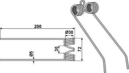 8072971 Rivefjeder til Claas 200mm Ø5mm