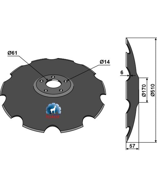 Disc Takket 510x6 mm til Simba X-Press harve (P11462)