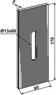 80x170. 1 hul (Ø13x60). 5mm tyk.