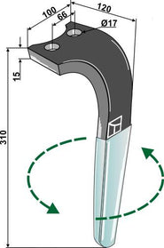 Rotorharvetand V til Rabewerk PKE,RKE & VKE belagt V.