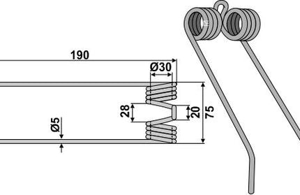 8603510 Rivefjeder til Claas 190mm Ø5mm