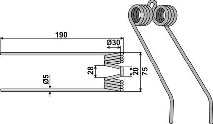 8603510 Rivefjeder til Claas 190mm Ø5mm