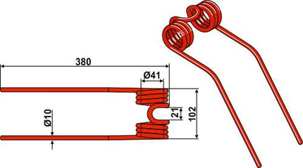 9023442 Rivefjeder til Claas 380mm Ø10mm