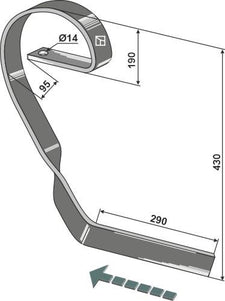 904342 Nivellatortand Højre 70x12mm til Köckerling