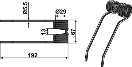 9182380 Rivefjeder til Claas 192mm Ø5,5mm