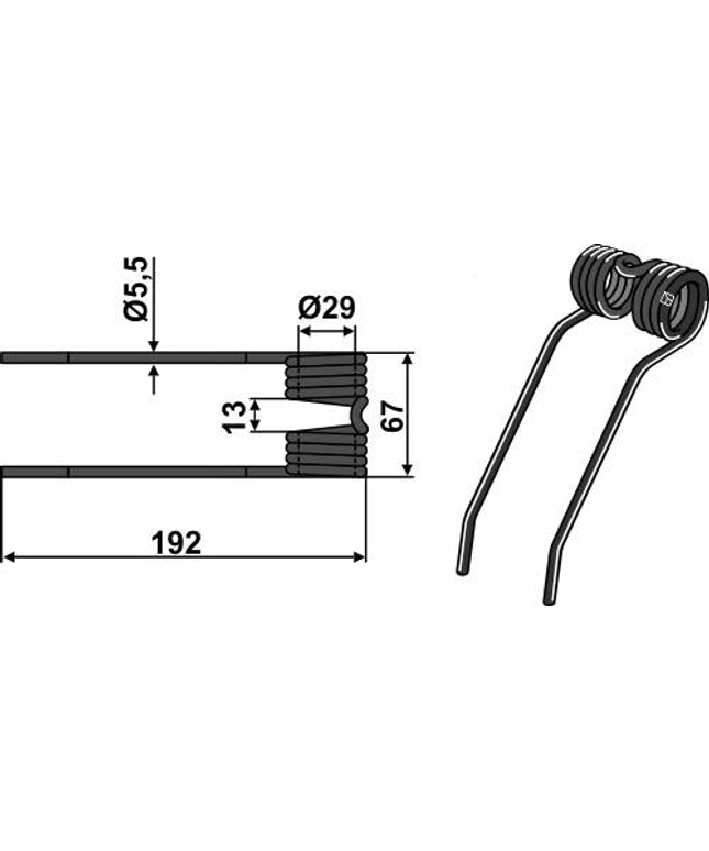 9182380 Rivefjeder til Claas 192mm Ø5,5mm