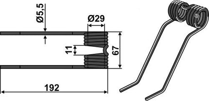 9182390 Rivefjeder til Claas 192mm Ø5,5mm