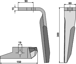 950788 (951011) Rotortand højre 15mm tyk til Amazone KE