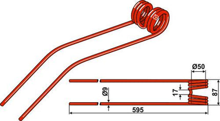 9554830 Rivefjeder til Claas 595mm Ø9mm