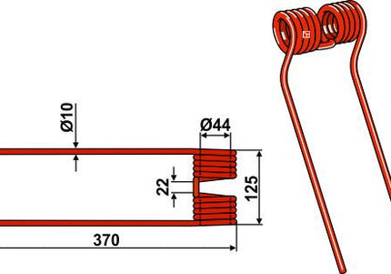 9568151 Rivefjeder til Claas 370mm Ø10mm