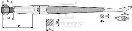 97631112 Læsser tand ske formet 1250 M22 Ø36 Agroparts ApS
