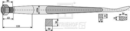 97631115 Læsser tand ske formet 1400 M22 Ø36 Agroparts ApS