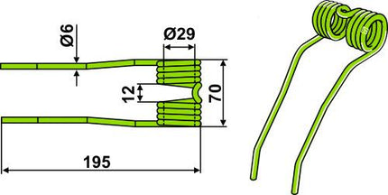  9862900 Rivefjeder til Claas 195mm Ø6mm