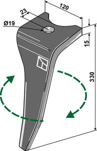 Rotortand H. til Amazone KG (23mm - kort flat) - gl model