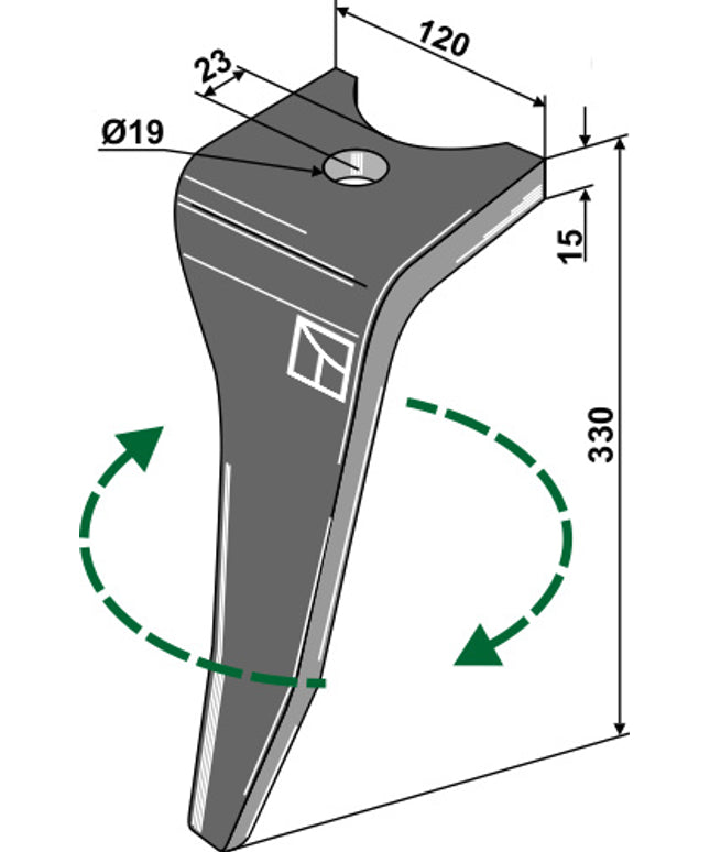Rotortand H. til Amazone KG (23mm - kort flat) - gl model
