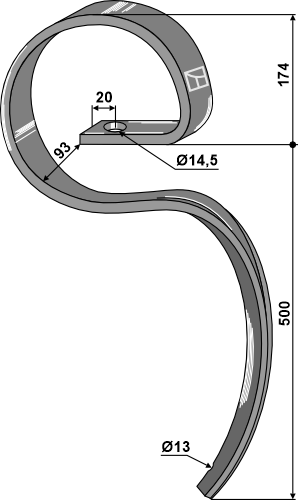 Tand STD 70x12 til Kuhn Prolander