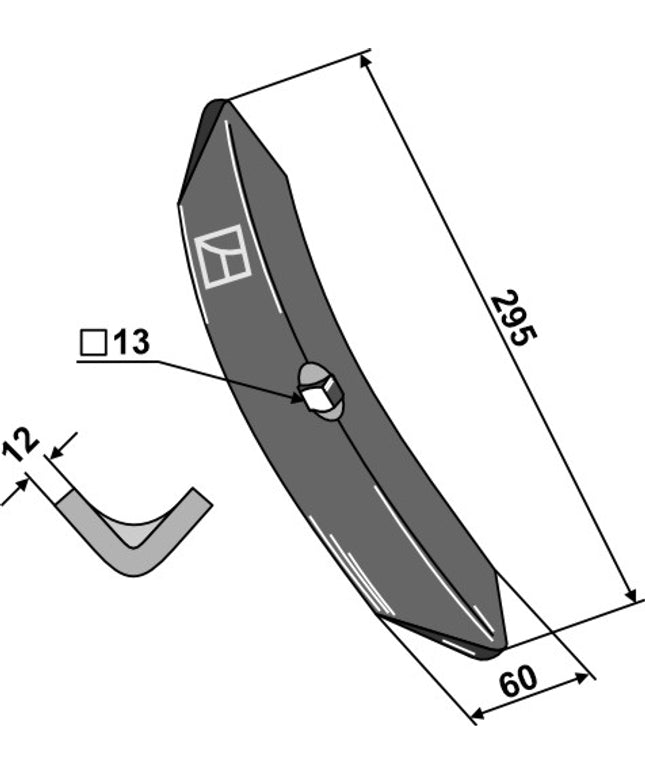 Spids 295x60x12mm til Kuhn Prolander