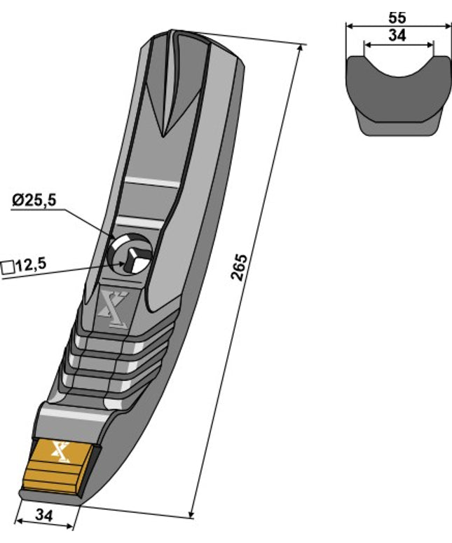 Tungstensspids 265x34mm til Kuhn Prolander
