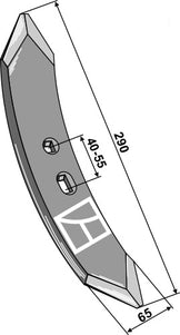 Vendbar universal spids 290x65x10mm