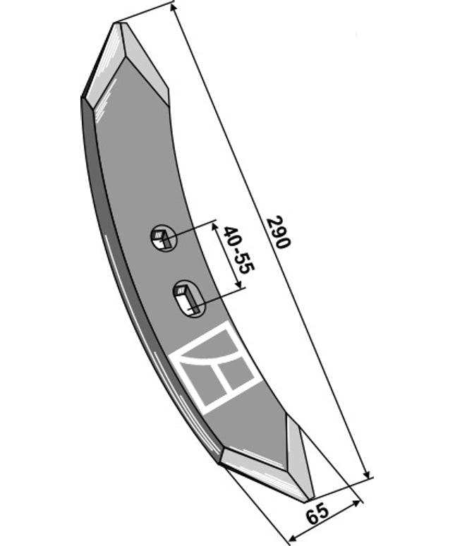 Vendbar universal spids 290x65x10mm