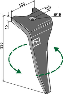 Rotortand V. til Amazone KG (23mm - kort flat) - gl model