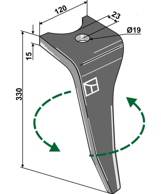 Rotortand V. til Amazone KG (23mm - kort flat) - gl model