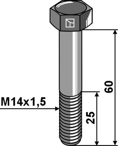 Sekskantbolt M14x1,5x60mm fingevind
