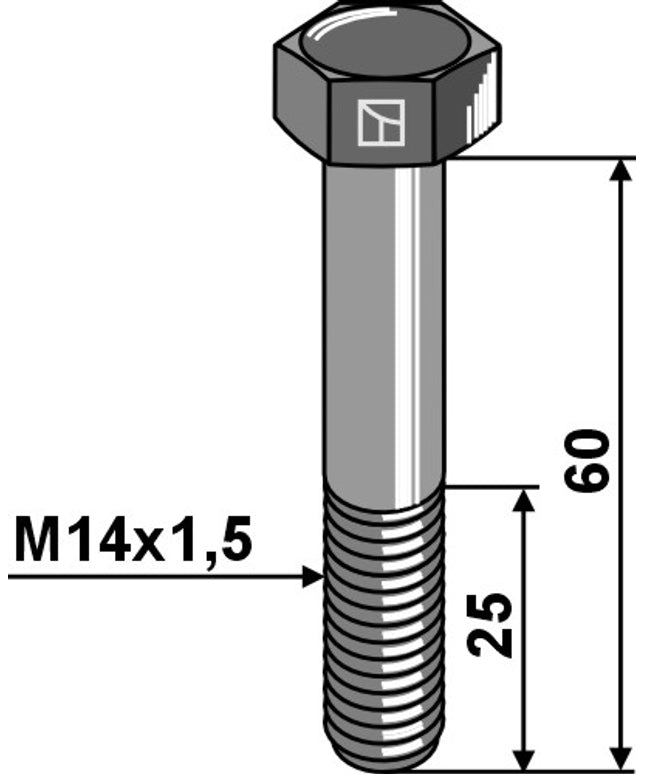 Sekskantbolt M14x1,5x60mm fingevind