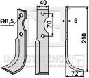 HP 8-10 Fræserkniv h. til Adriatica 40x210mm Ø8,5