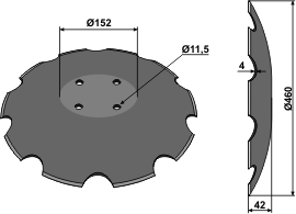 XL043 Takket Disc 460mm til Amazone Catros