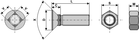 366205513: Plovbolt M12x55 DIN608 m/firkantsats. (10.9)