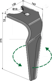 Rotorharvetænder til Kuhn model HR, med snapskift