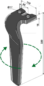 Rotortand til Kuhn HR1000 Højre