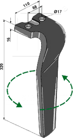 Rotortand venstre til Kuhn HR1000