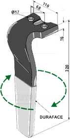 Tænder til Kuhn, serie HR1000 H belagt.