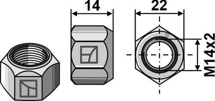 M1498010 Selvlåsende møtrik M14x2mm kvalitet 10.9