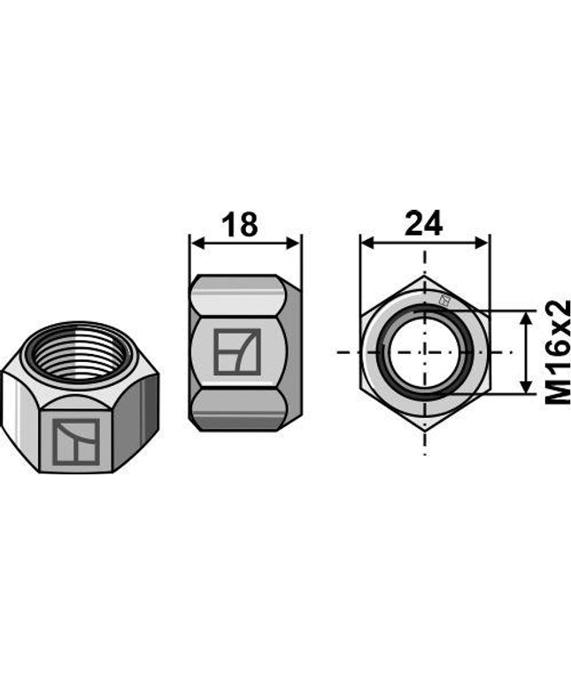 M1698010 Selvlåsende møtrik M16x2mm kvalitet 10.9
