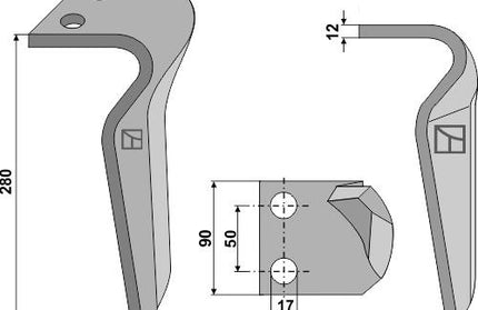27100209 Rotorharvetand venstre til Maschio