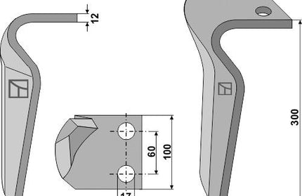 36100210 Rotortand højre til Maschio Dominator