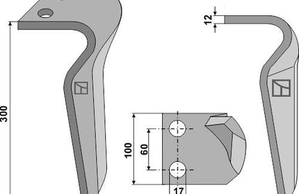 36100211 Rotortand venstre til Maschio Dominator