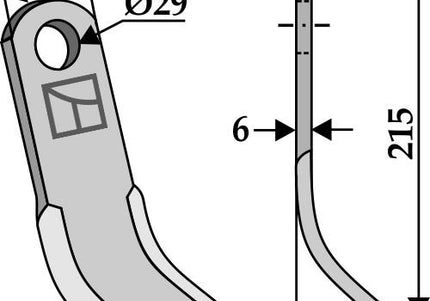 UG-4233/CK5990 Y-kniv til Ugeløse slagleklipper 65x215 mm