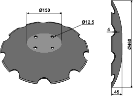 XL034 Takket Disc460x4mm til Amazone Catros KL110